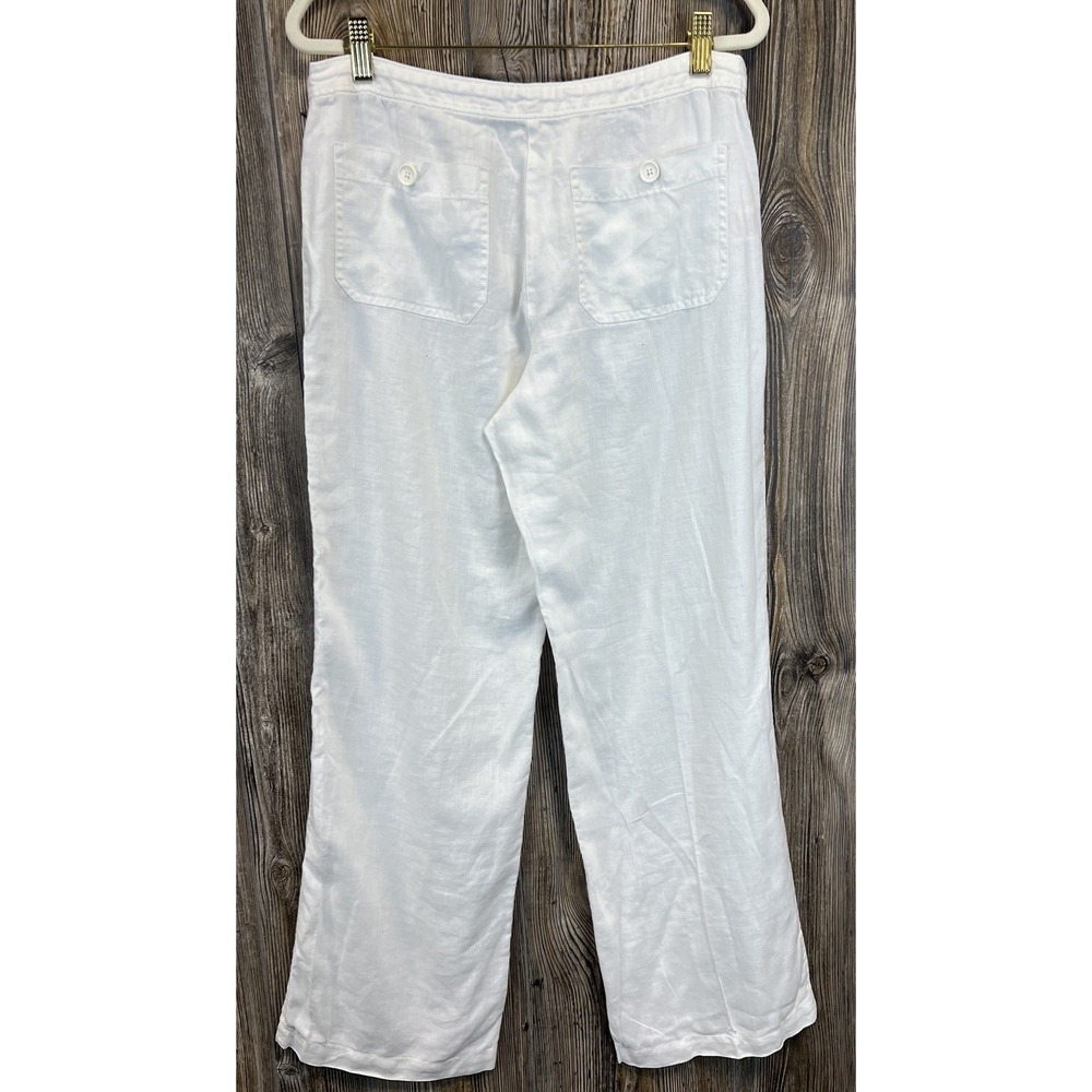 Tommy Bahama Womens 100% Linen Pants White Drawstring/Zip Size 31/31.5 Beachy - Picture 3 of 13